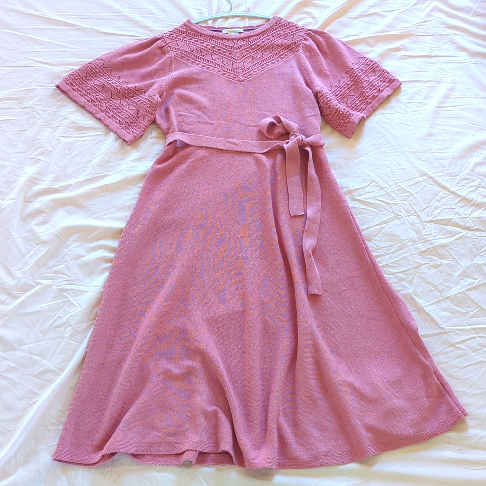 Boden pink wide sleeve knit midi dress